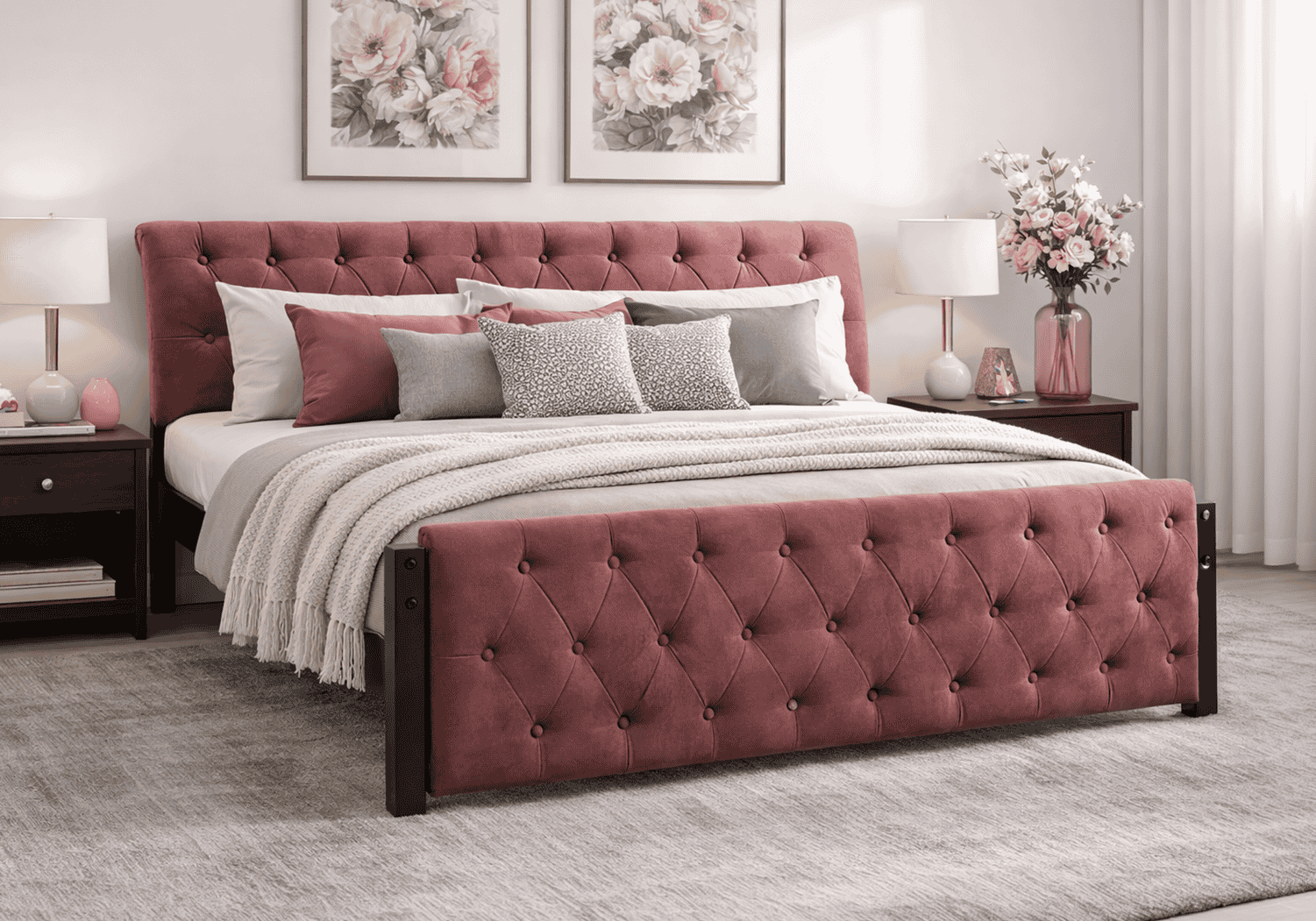 ene 2way ファー BED ピンク Double Bed & Mattress on Rent in Bangalore (Sandstone) | Guarented